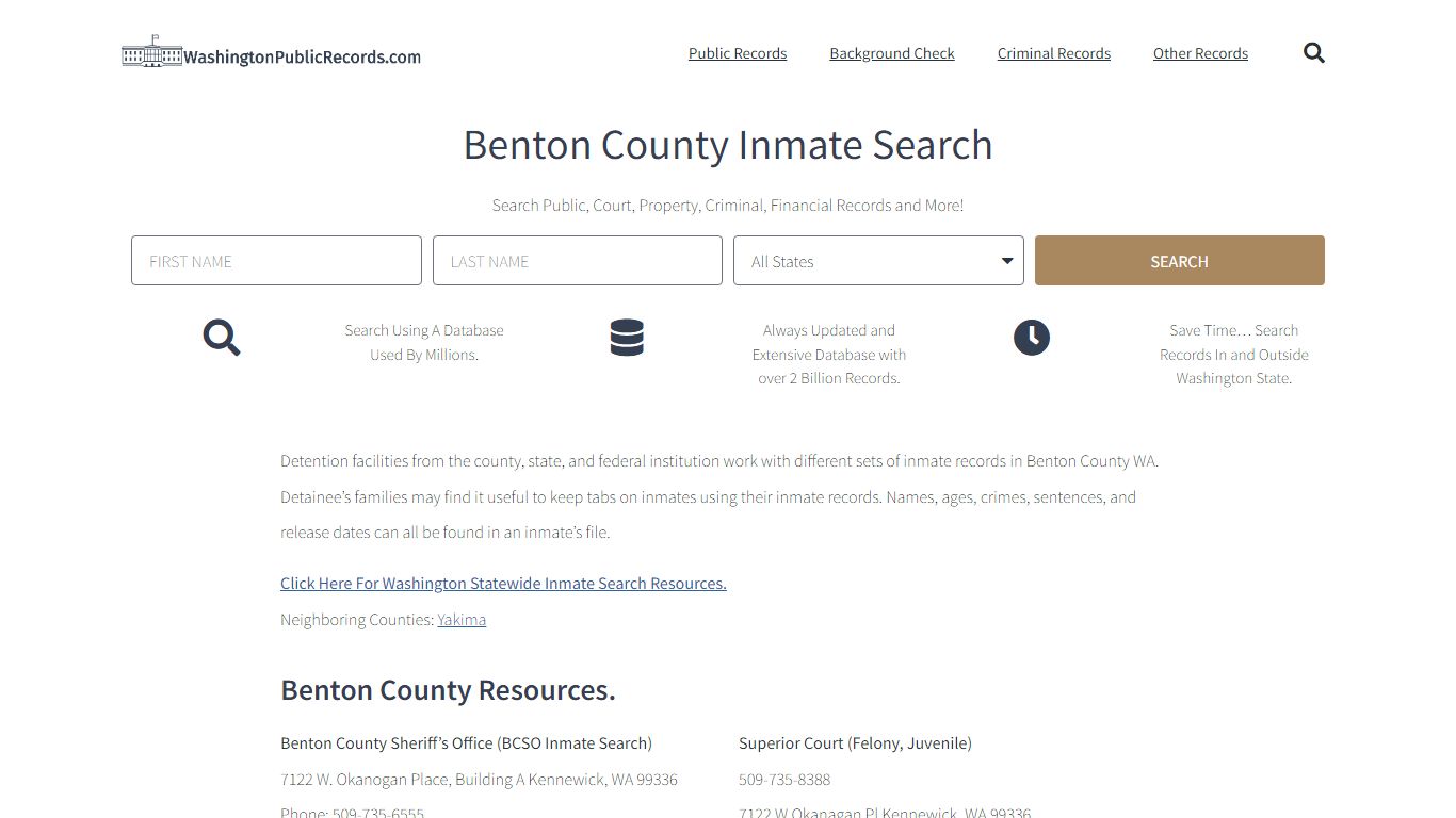 Benton County Inmate Search - BCSO Current & Past Jail Roster